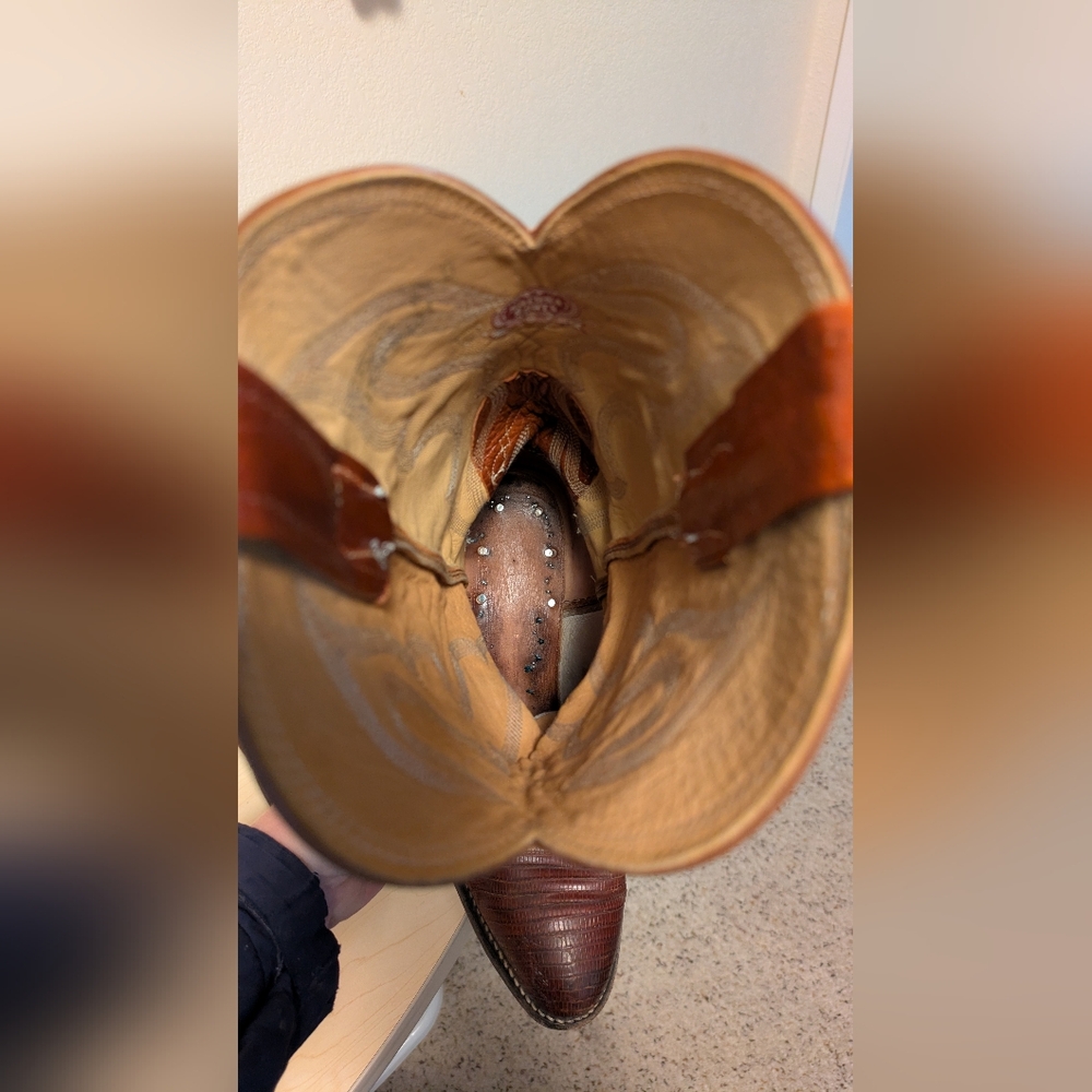 Nocona Brown Cowboy Western Boots with Decorative Stitching - Picture 9 of 10